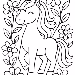 Einheit 1: Ein fröhliches Einhorn im Blumenfeld Illustration