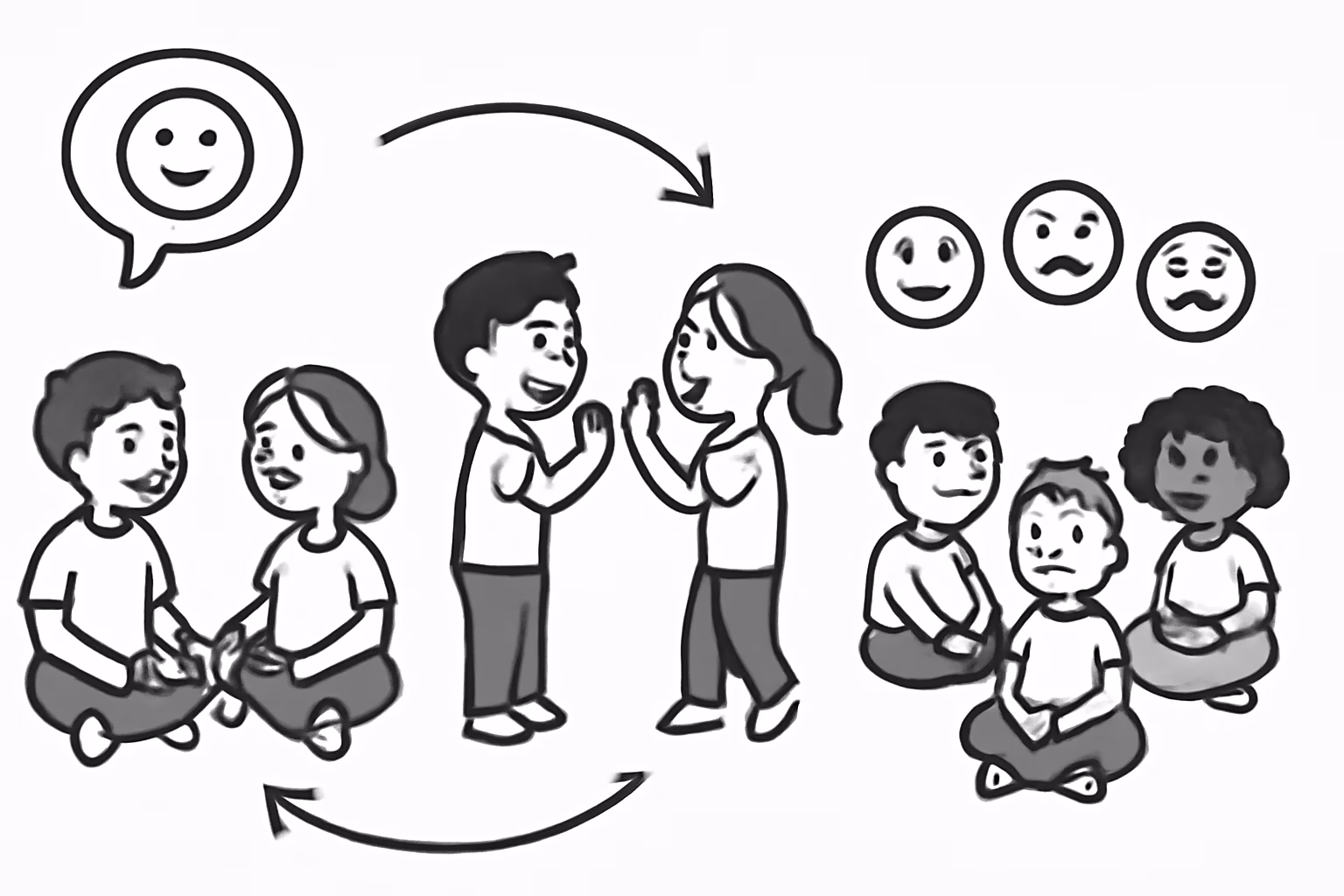 Gefühle im Morgenkreis: Spiele zum emotionalen Start in den Tag 5 „Spiegel-Spiel“: Gefühle erkennen und nonverbal ausdrücken ohne Material – emotionen spiele morgenkreis