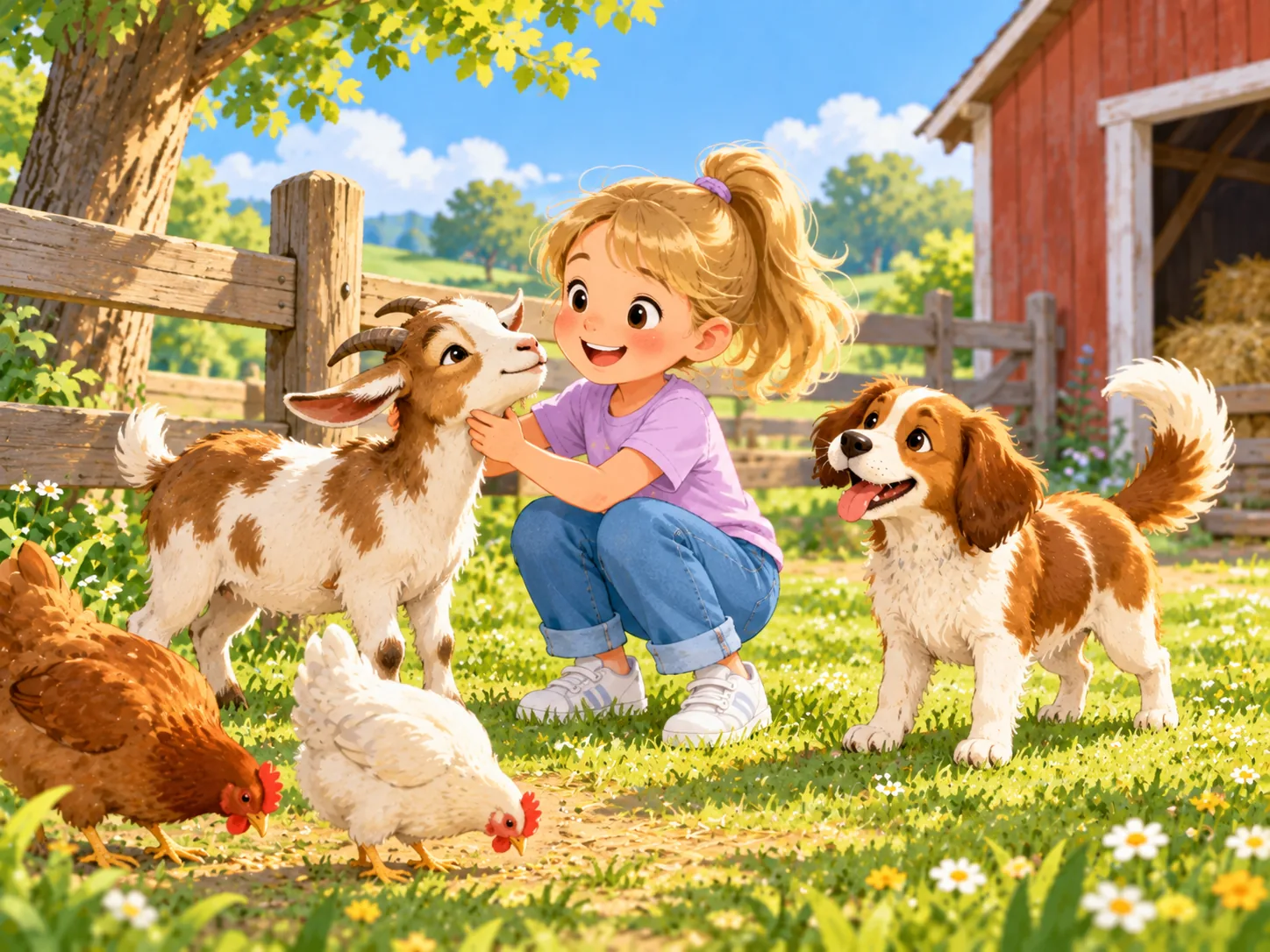 Nele besucht mit Hund Max einen Bauernhof.