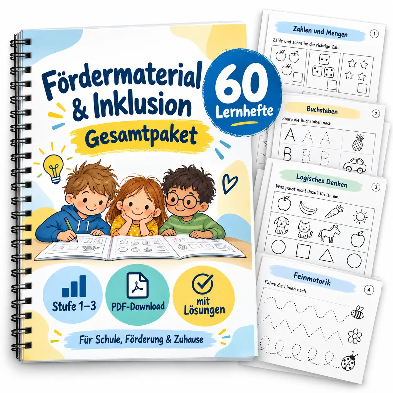 Fördermaterial und Inklusion Gesamtpaket mit 60 Lernheften