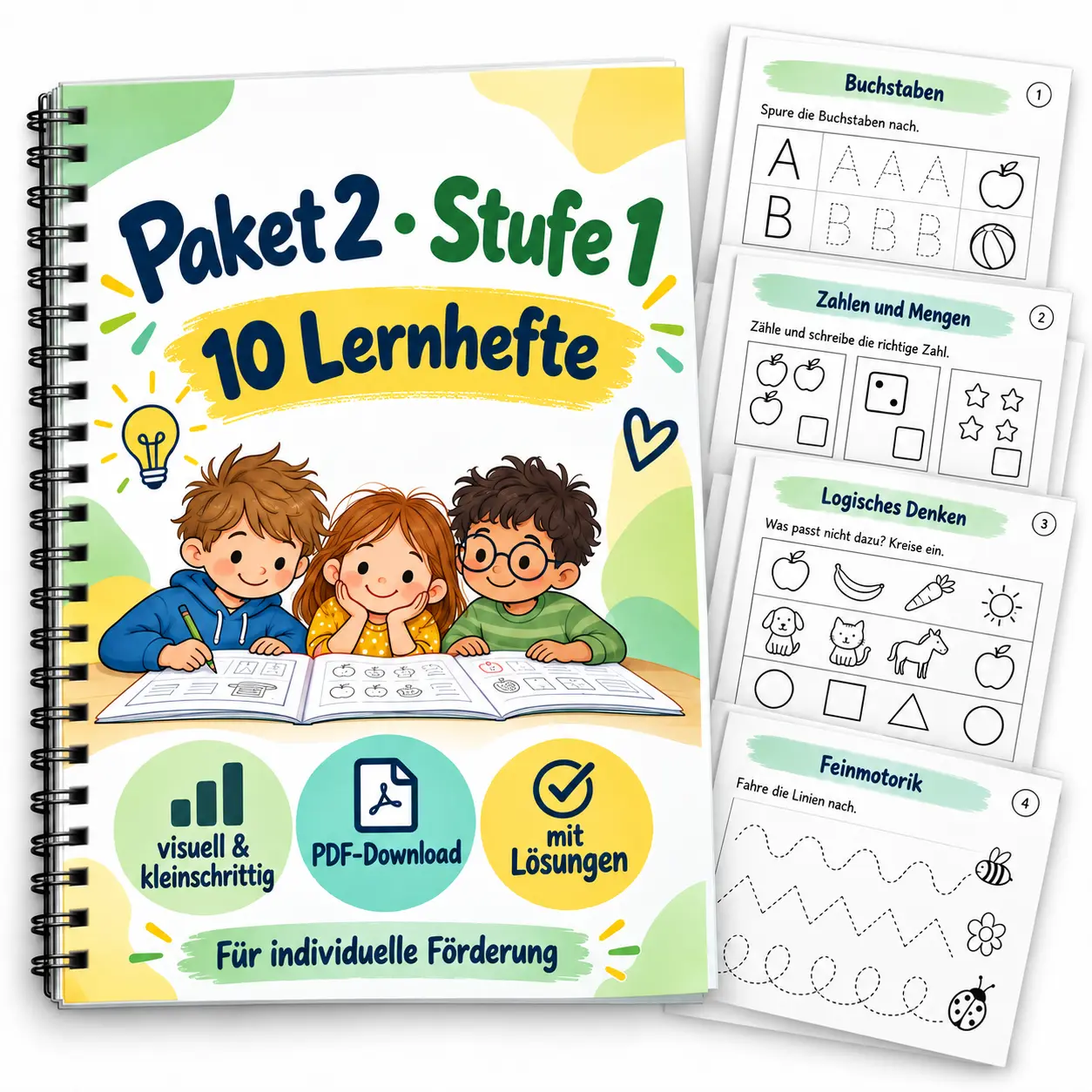 Fördermaterial Paket 2 Stufe 1 mit 10 Lernheften