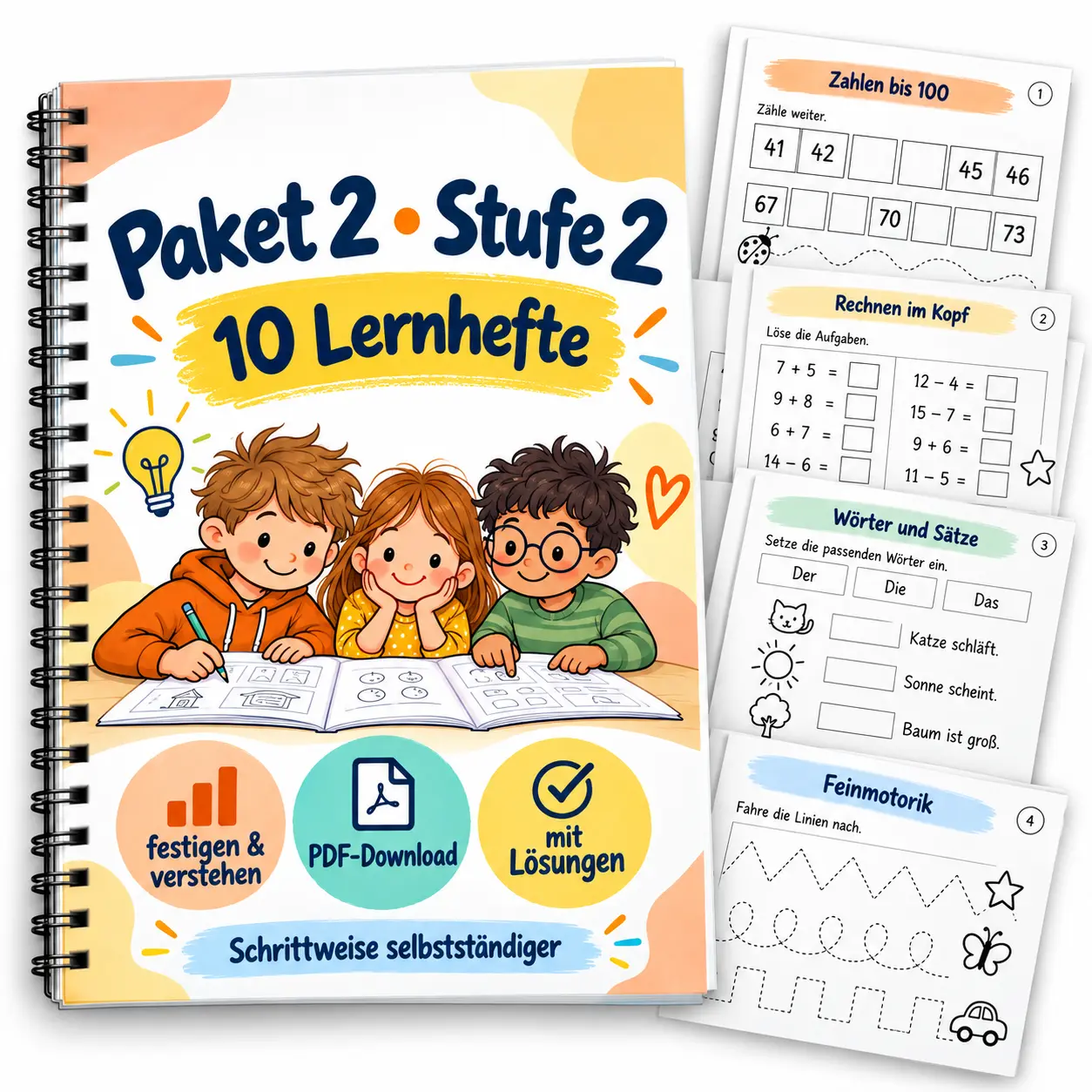 Fördermaterial Paket 2 Stufe 2 mit 10 Lernheften