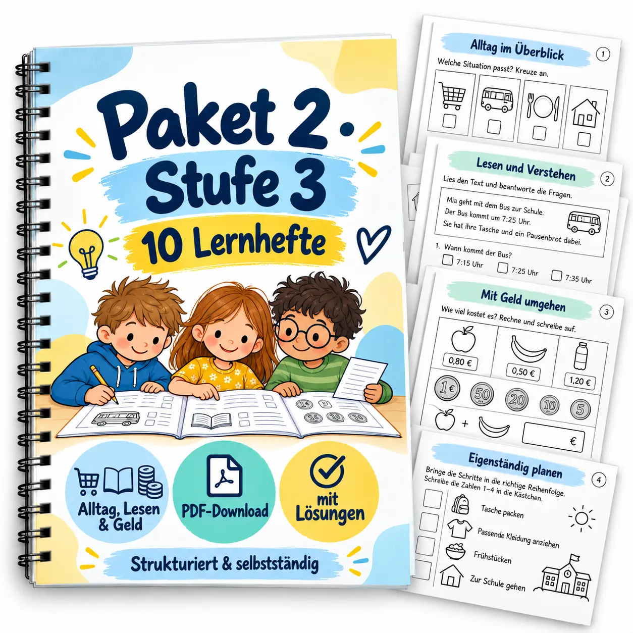 Fördermaterial Paket 2 Stufe 3 mit 10 Lernheften