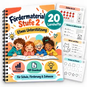 Fördermaterial Stufe 2 mit 20 Lernheften und etwas Unterstützung
