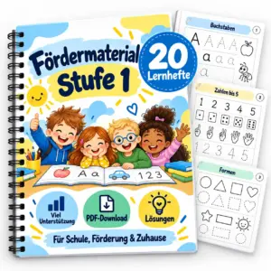 Fördermaterial Stufe 1 mit 20 Lernheften und viel Unterstützung