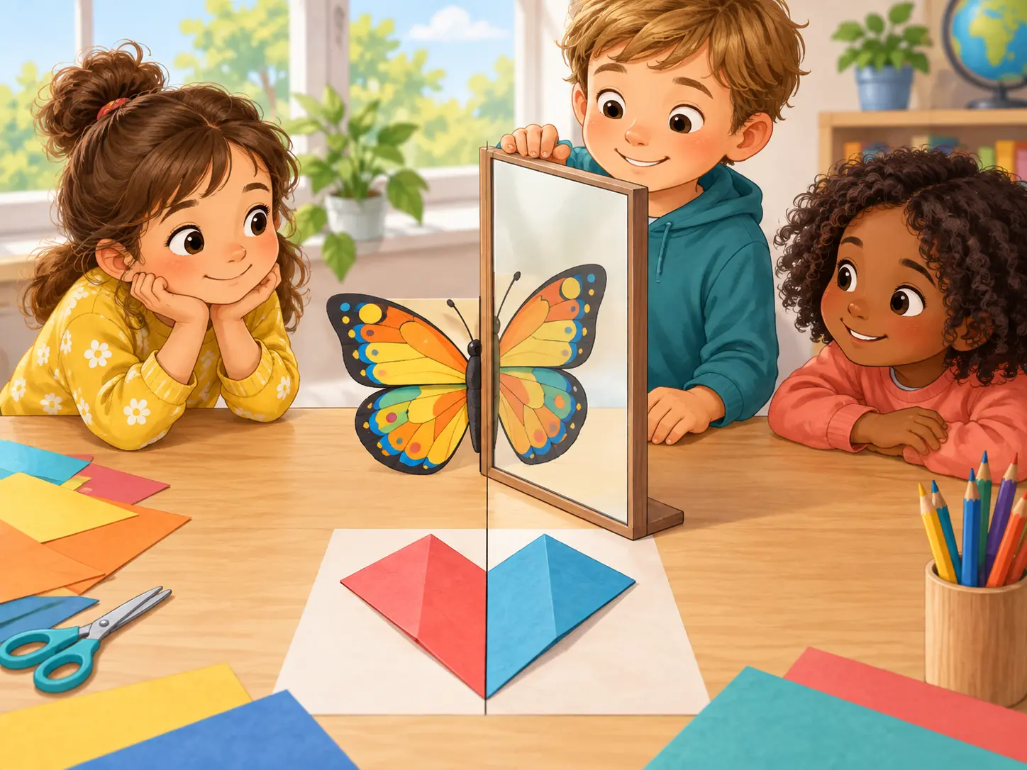 Symmetrie mit einem Spiegel untersuchen