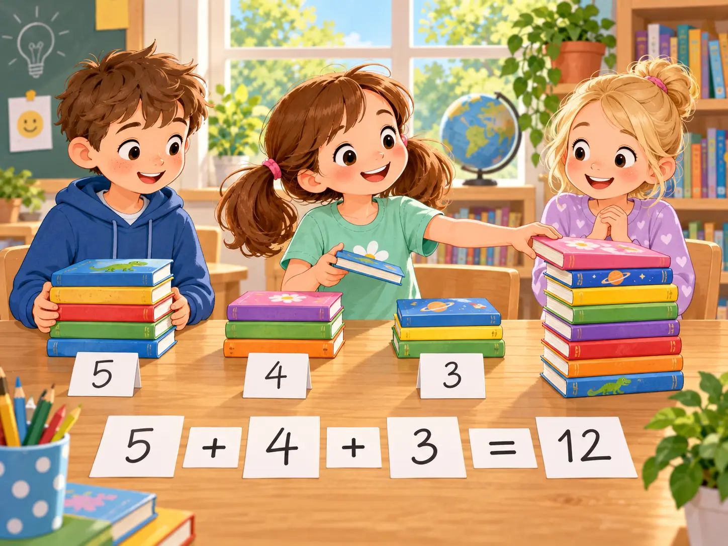 Bücher zusammenzählen – Mathematik Klasse 3
