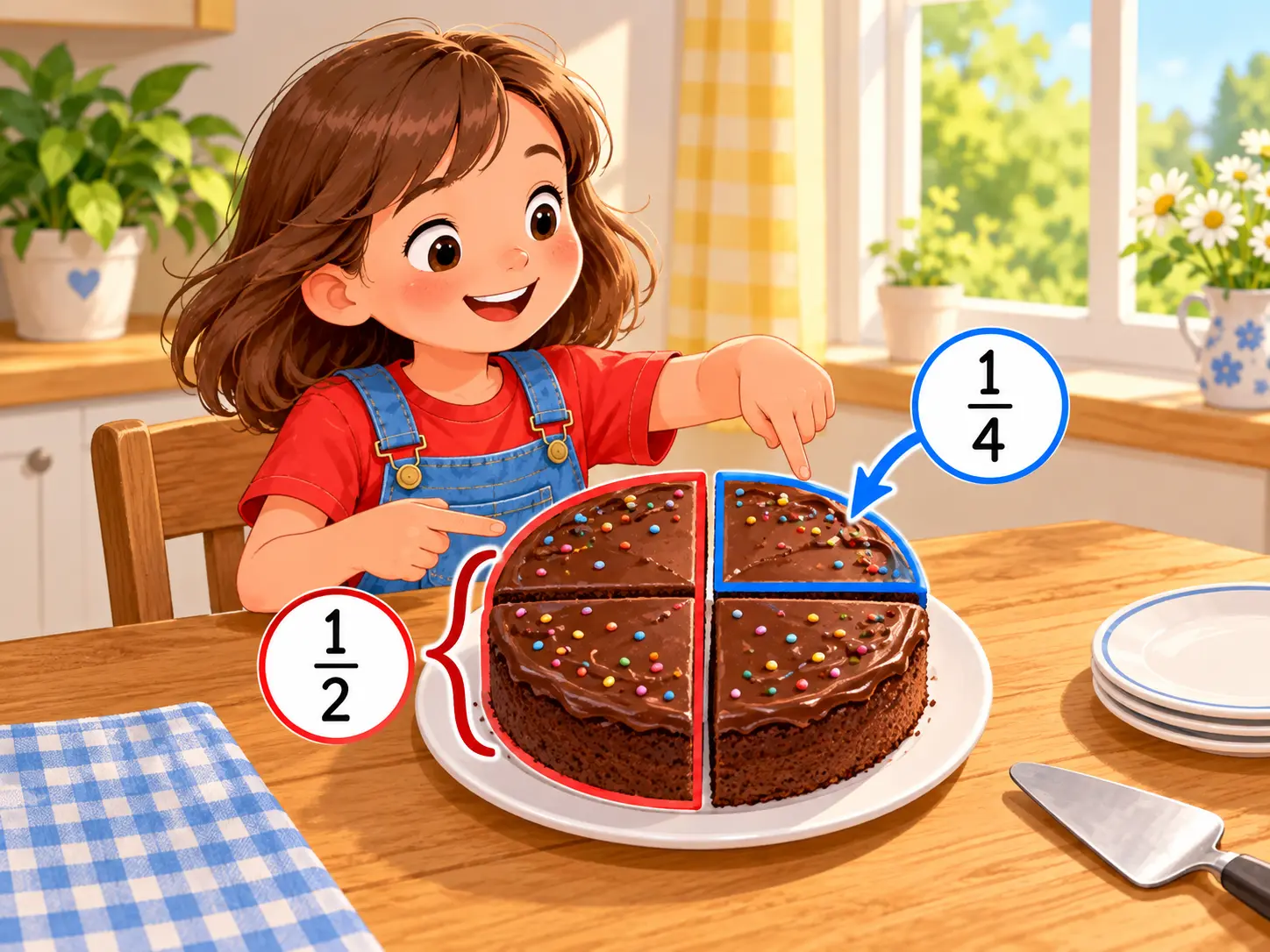 Kuchen in Bruchteile teilen – Mathematik Klasse 3