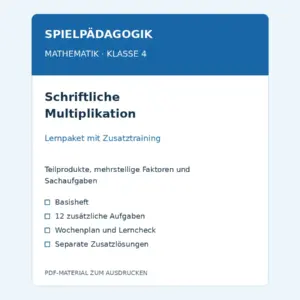 Schriftliche Multiplikation – PDF-Lernpaket für Mathematik Klasse 4 mit Zusatztraining
