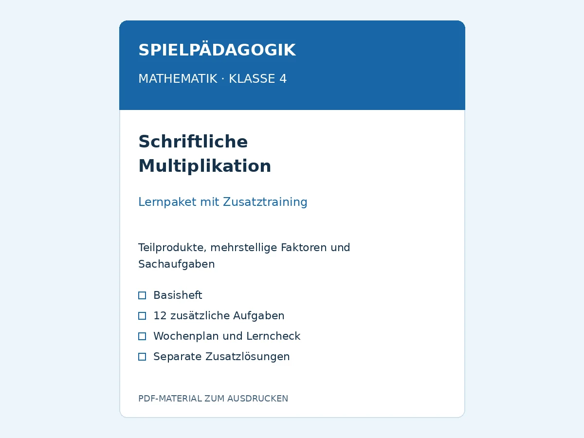Schriftliche Multiplikation – PDF-Lernpaket für Mathematik Klasse 4 mit Zusatztraining