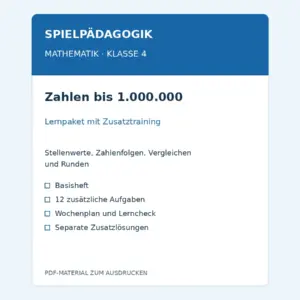 Zahlen bis 1.000.000 – PDF-Lernpaket für Mathematik Klasse 4 mit Zusatztraining