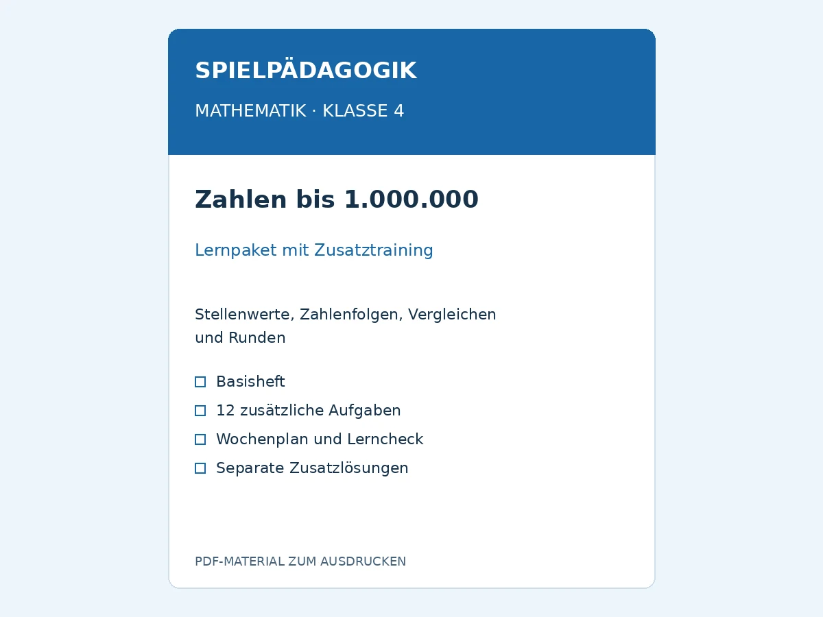 Zahlen bis 1.000.000 – PDF-Lernpaket für Mathematik Klasse 4 mit Zusatztraining